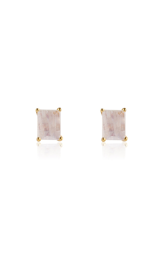 Baguette Moonstone Stud Earrings