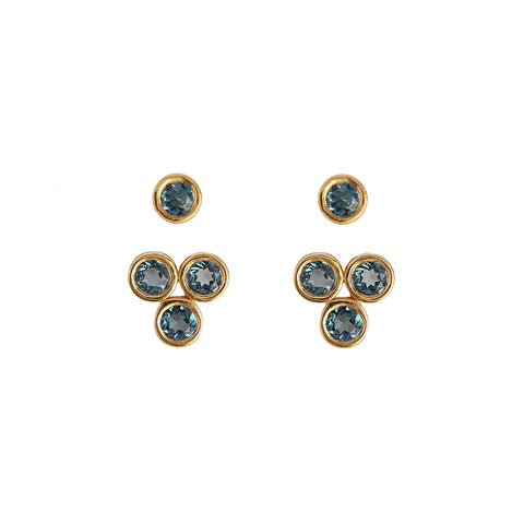 London Blue Topaz Bezel Ear Jackets