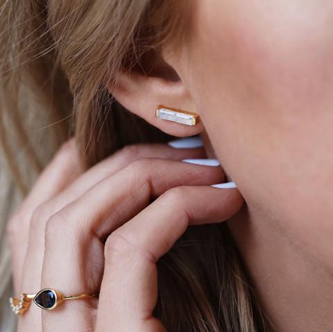 Moonstone Double Channel Studs