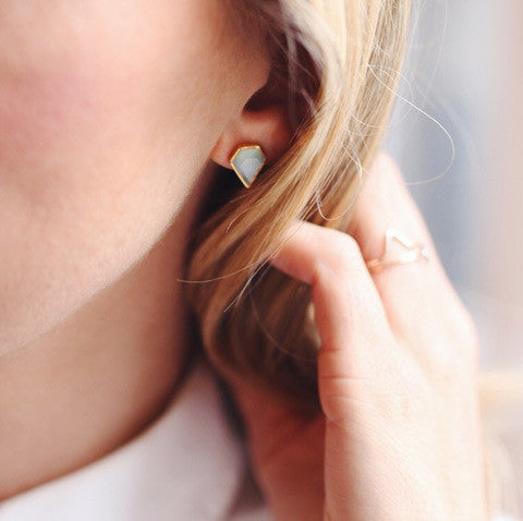 Gem Aqua Stud Earrings
