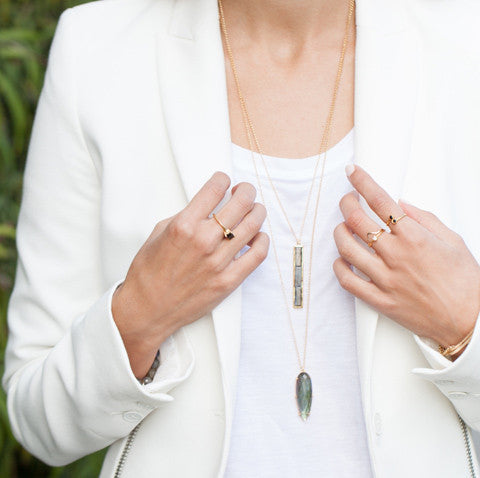 Joni Emerald Green Onyx Bar Necklace