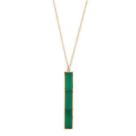 Joni Emerald Green Onyx Bar Necklace