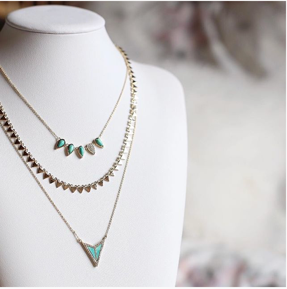 Modern Triangle Necklace Turquoise