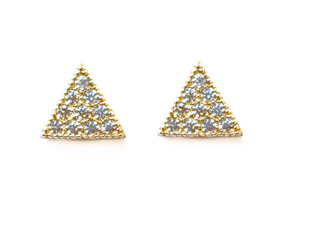 Pave Triangle Studs Gold