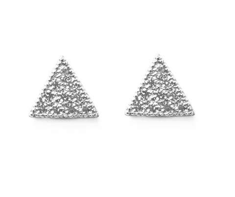 Pave Triangle Studs Silver
