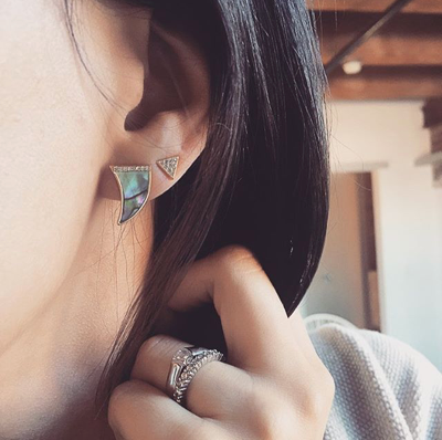 Pave Triangle Studs Gold