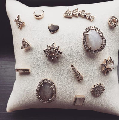 Pave Triangle Studs Silver