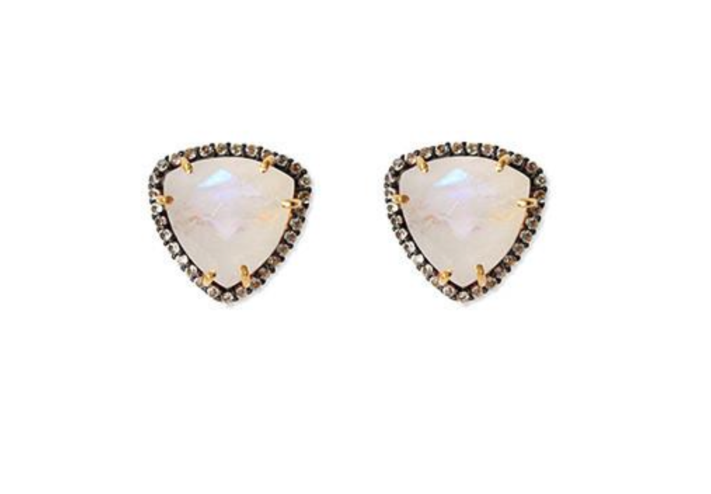 Trielle Moonstone Oxidized Gold Studs