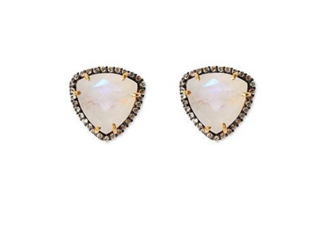 Trielle Moonstone Oxidized Gold Studs