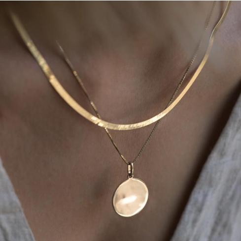 Herringbone Mother Necklace 14K