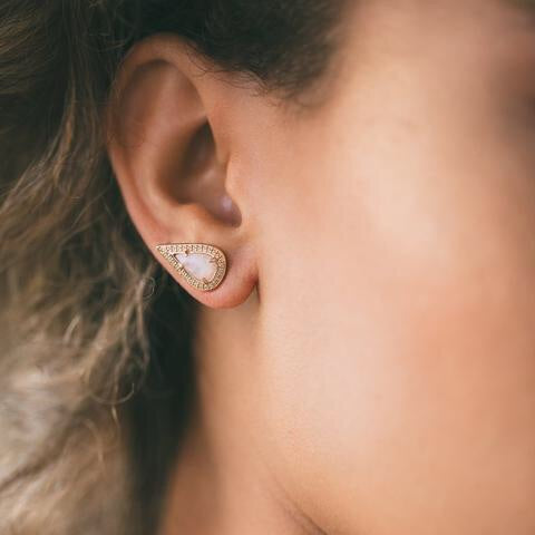 Lyra Stud Earrings - Moonstone/Gold