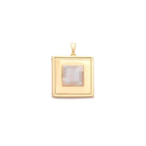 Aspen Locket - Moonstone/Gold