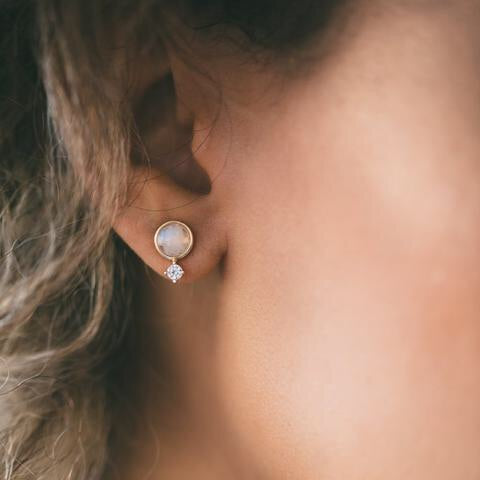 Thea Stud - Moonstone/Gold