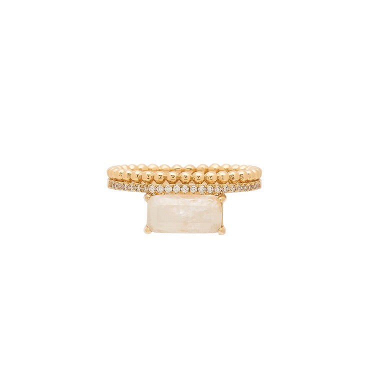 Double Band Ring - Moonstone/Gold