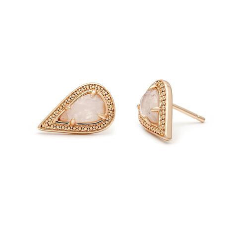 Lyra Stud Earrings - Moonstone/Gold