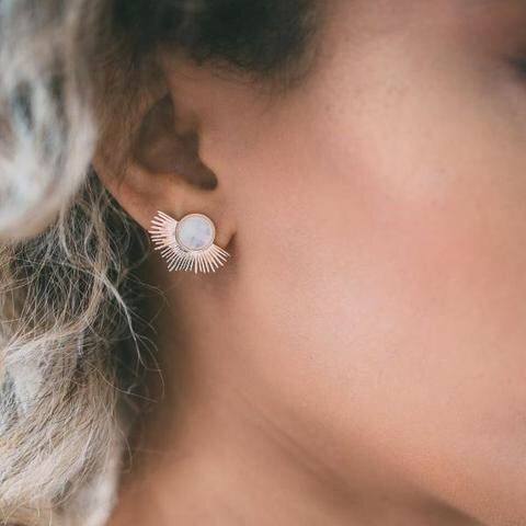 Pegasus Studs - Moonstone/Gold