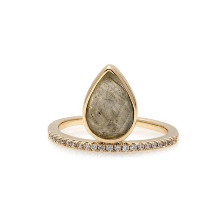Teardrop Stacking Ring - Labradorite