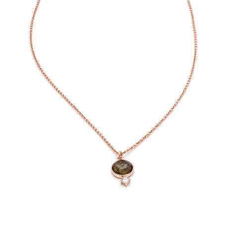 Thea Necklace - Labradorite/Rose Gold