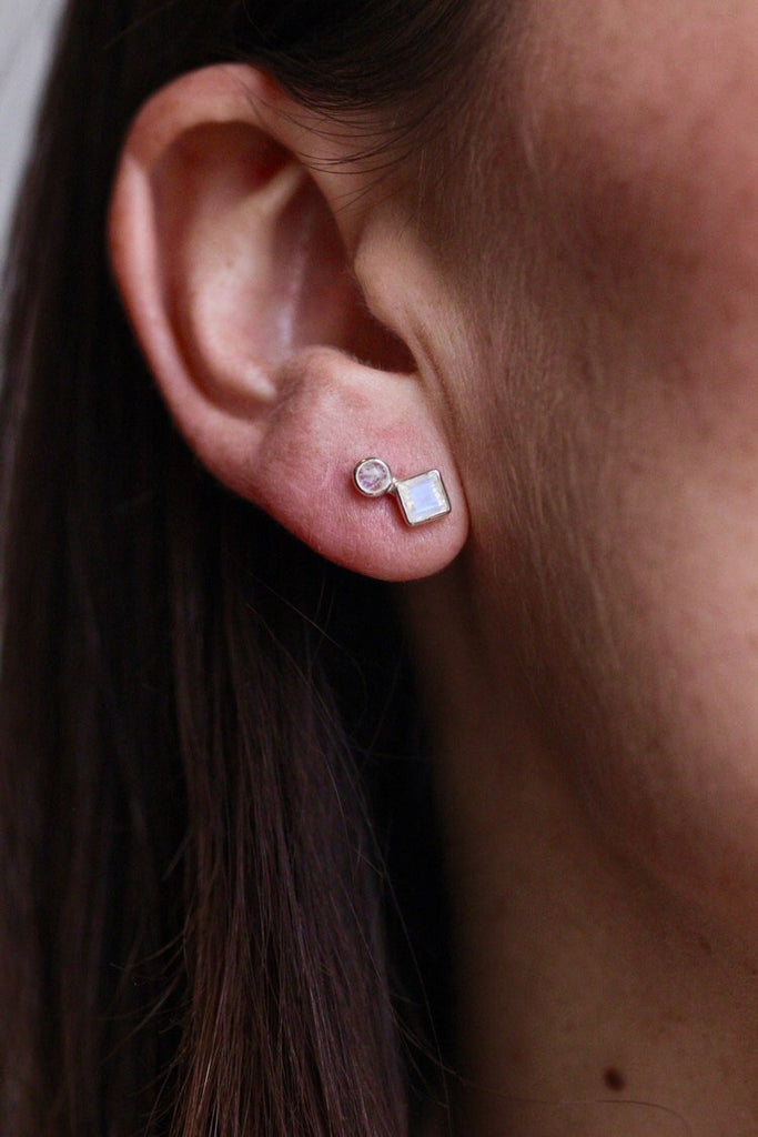 Klimt Studs - Moonstone/Gold