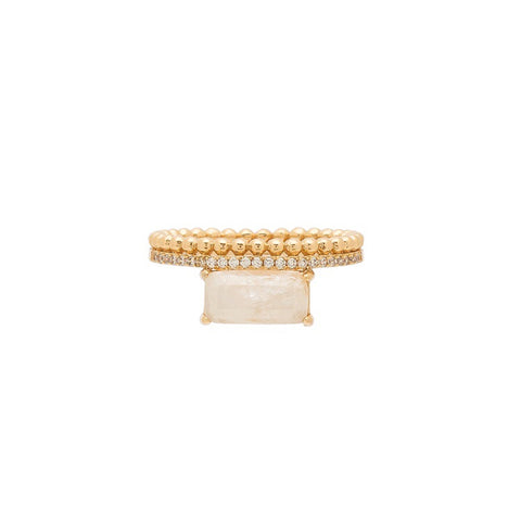 Double Band Ring - Moonstone/Gold