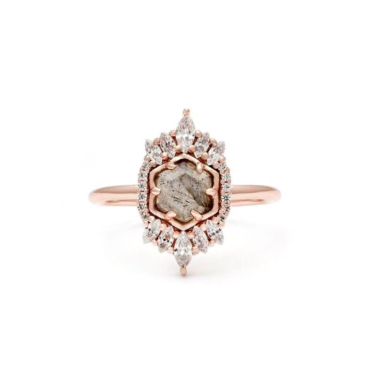 Medina Ring - Labradorite/Rose Gold