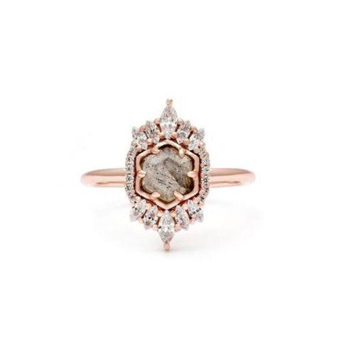 Medina Ring - Labradorite/Rose Gold