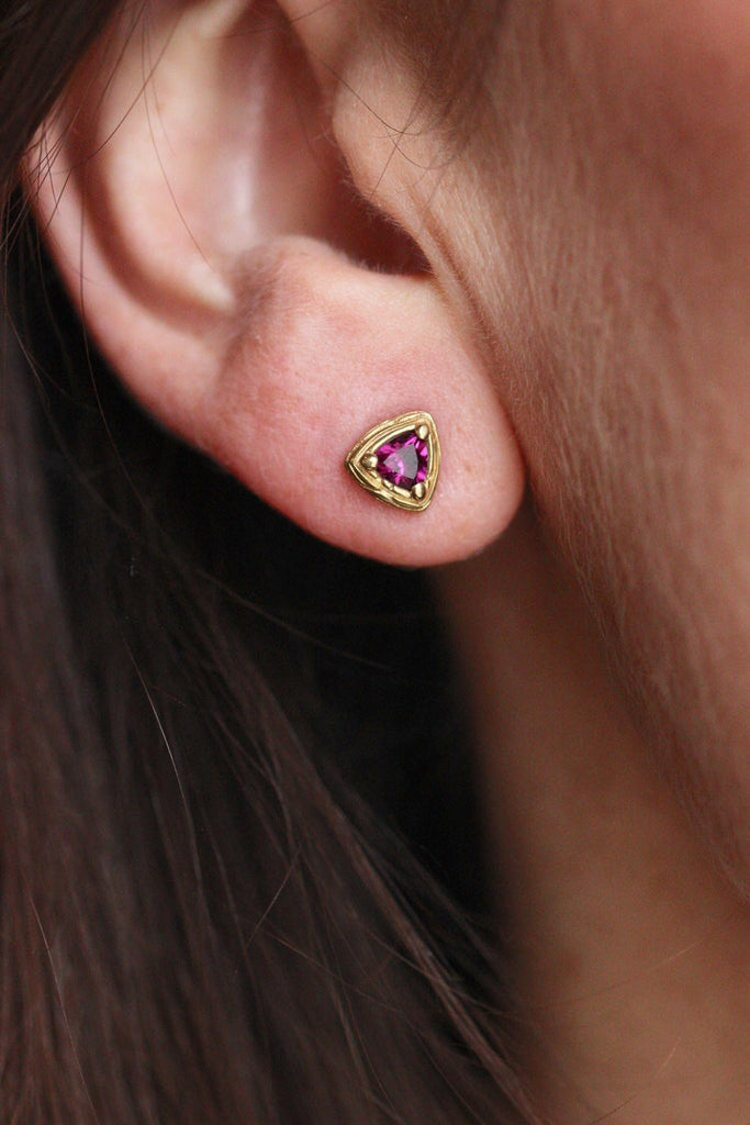 Glastonbury Studs - Rhodolite/Gold