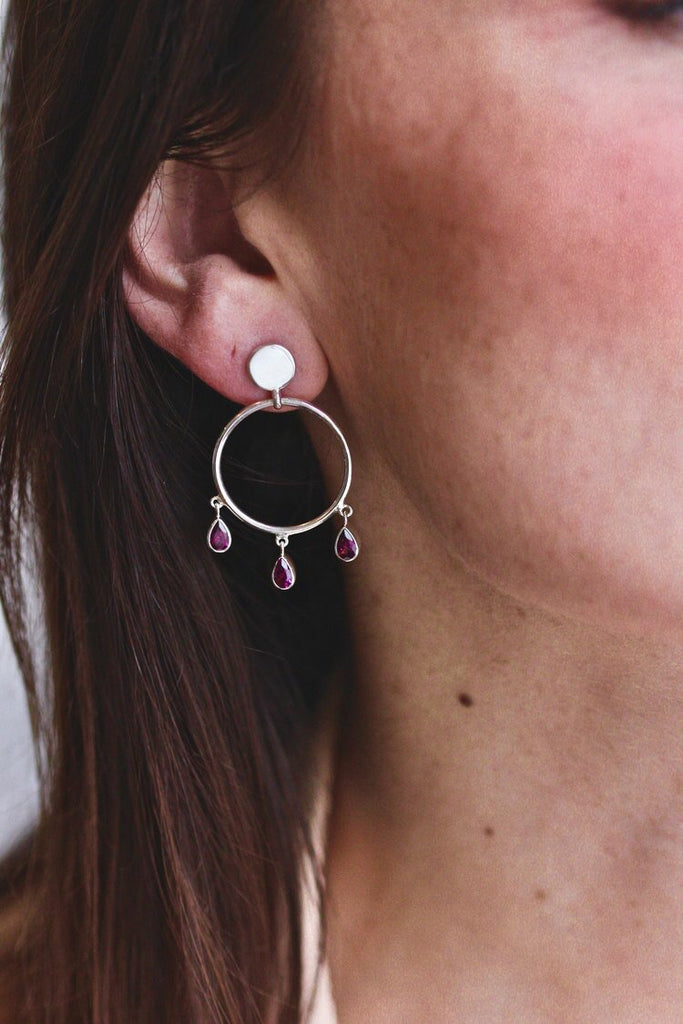 Frida Hoops - Rhodolite/Silver