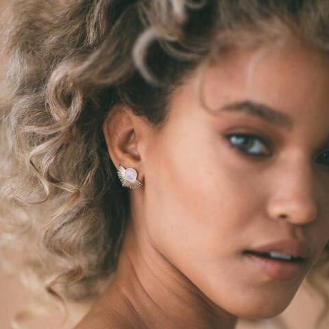 Pegasus Studs - Moonstone/Gold