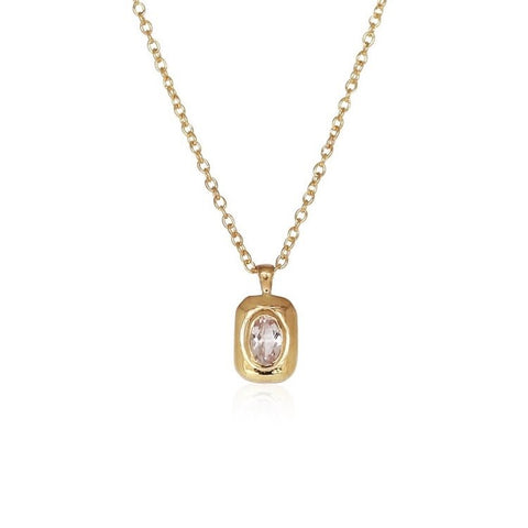 Morganite Aura Necklace - Gold