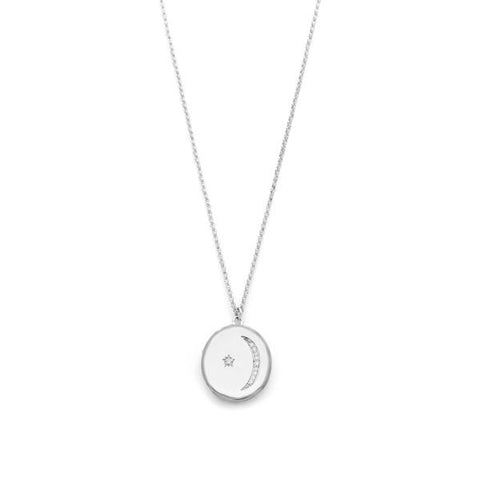 Star Moon Locket Silver