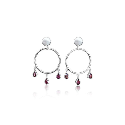 Frida Hoops - Rhodolite/Silver