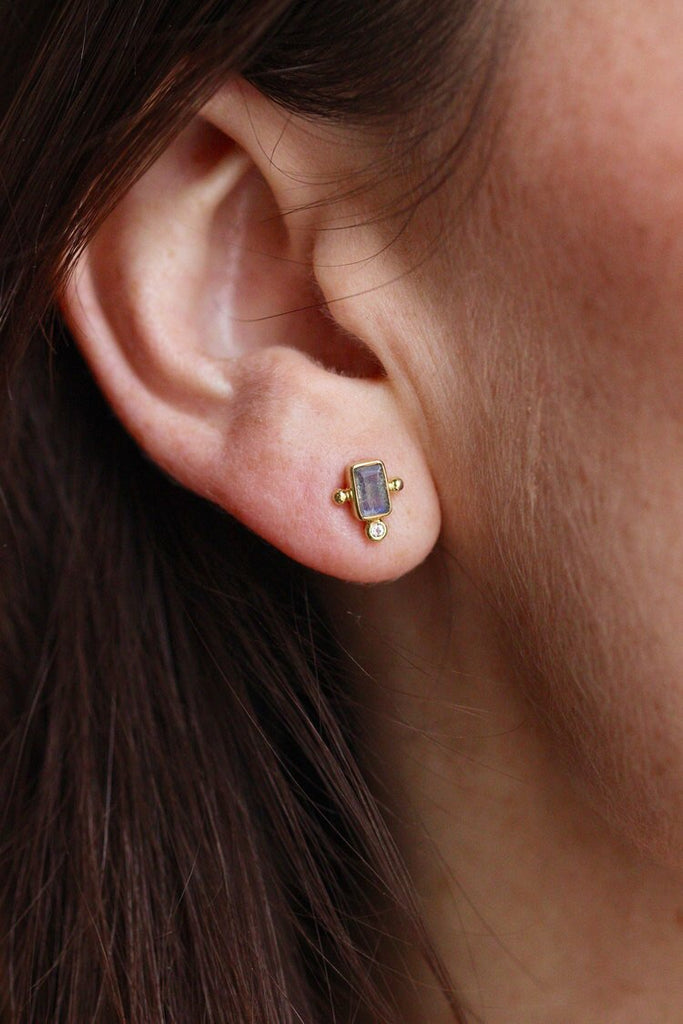 Portal Studs - Labradorite/Gold