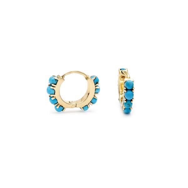 Stone Huggie Hoop Earrings Turquoise