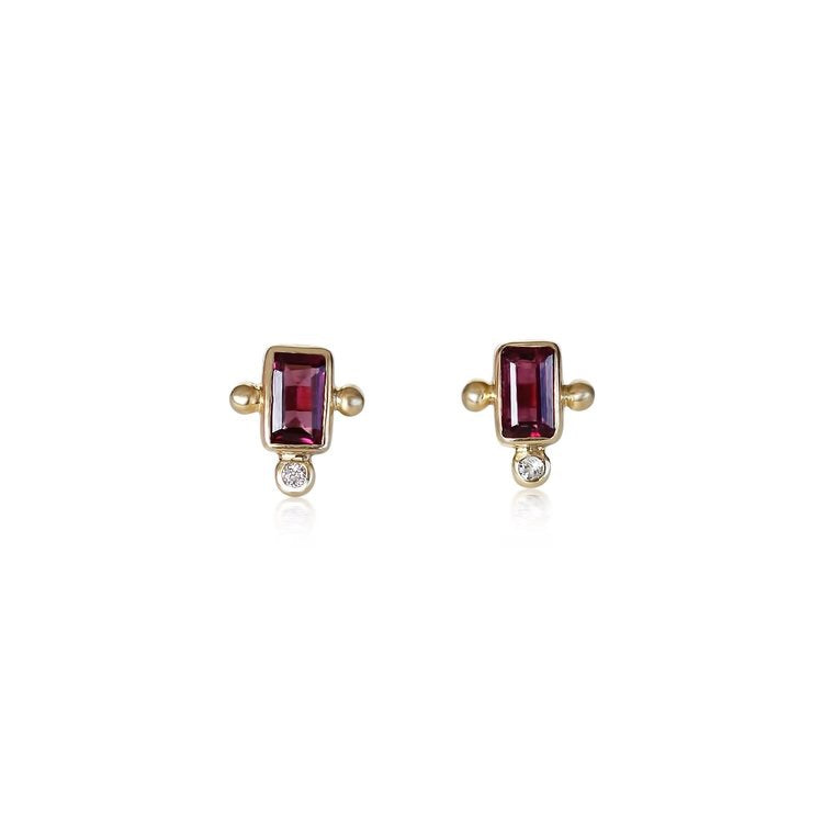Portal Studs - Rhodolite/Gold