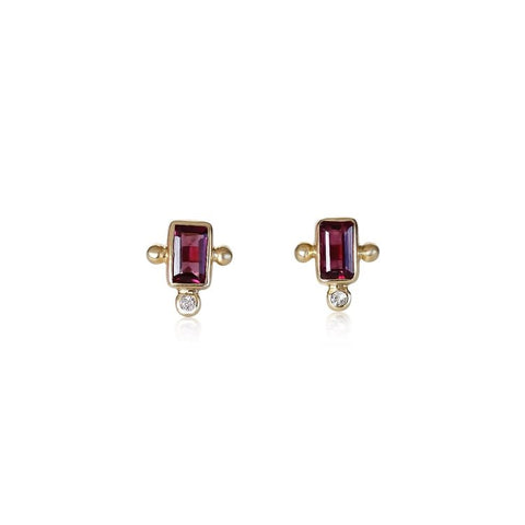 Portal Studs - Rhodolite/Gold