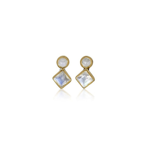 Klimt Studs - Moonstone/Gold