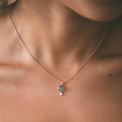 Thea Necklace - Labradorite/Rose Gold