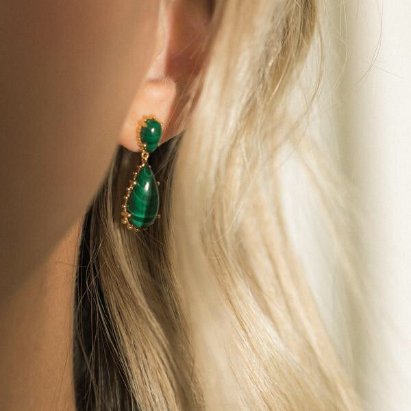 Damas Earrings - Malachite