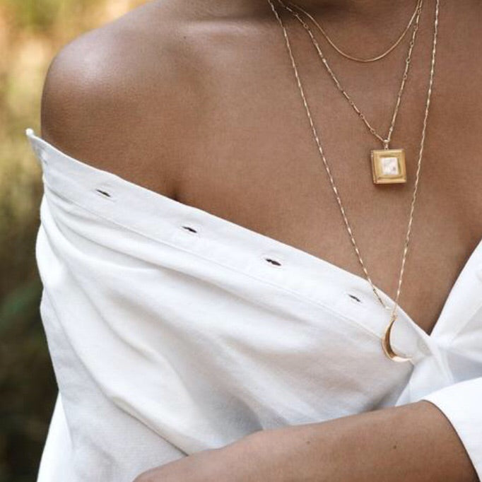 Aspen Locket - Moonstone/Gold