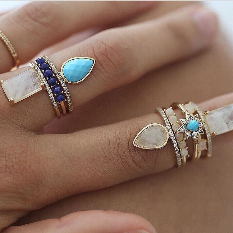 Starburst Stacking Ring - Turquoise