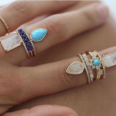 Starburst Stacking Ring - Turquoise