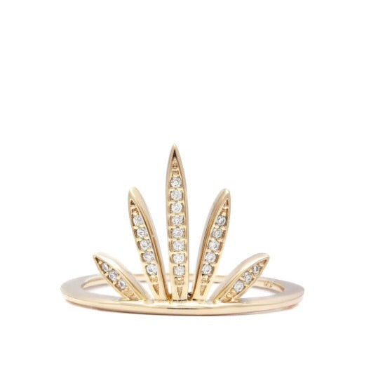 Pavé Fan Ring - Gold