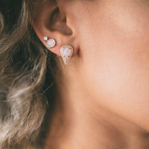 Lyra Stud Earrings - Moonstone/Gold