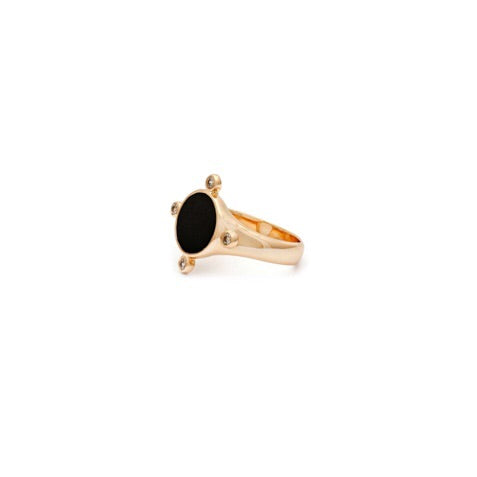 Orbit Signet Ring - Black Onyx/Gold
