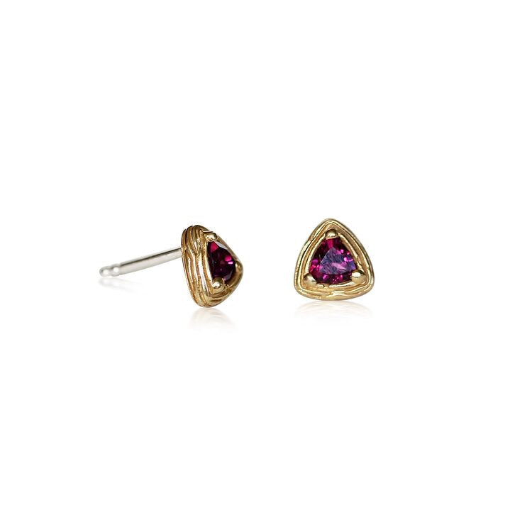Glastonbury Studs - Rhodolite/Gold