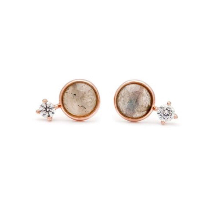 Thea Stud - Labradorite/Rose Gold