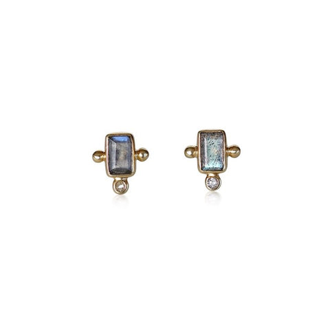 Portal Studs - Labradorite/Gold