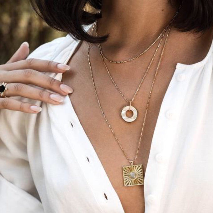 Rune Pendant - Mother of Pearl/Gold