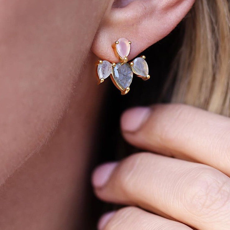 Sunny Labradorite Gold Ear Jackets